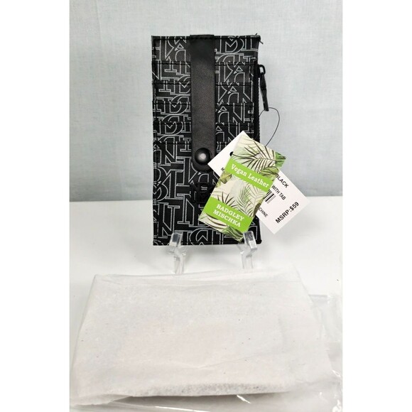 Badgley Mischka Black Credit Card Holder With Tab Vegan Leather Unisex - Picture 2 of 15